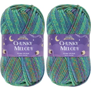 image:imageJubileeYarn Chunky Melody Yarn  100gSkein Bulky Wool Blend  Sea Mist  2 Skeins05 Peacock