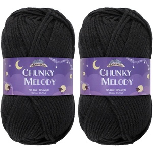 image:imageJubileeYarn Chunky Melody Yarn  100gSkein Bulky Wool Blend  Sea Mist  2 Skeins10 Black