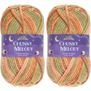 image:imageJubileeYarn Chunky Melody Yarn  100gSkein Bulky Wool Blend  Sea Mist  2 Skeins11 Juice Box