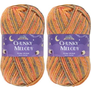 image:imageJubileeYarn Chunky Melody Yarn  100gSkein Bulky Wool Blend  Sea Mist  2 Skeins15 Orange Maize