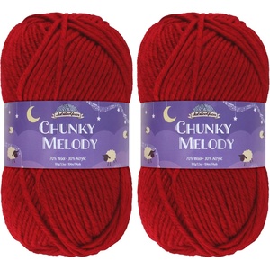 image:imageJubileeYarn Chunky Melody Yarn  100gSkein Bulky Wool Blend  Sea Mist  2 Skeins19 Ruby Red