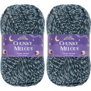 image:imageJubileeYarn Chunky Melody Yarn  100gSkein Bulky Wool Blend  Sea Mist  2 Skeins26 Midnight Heather