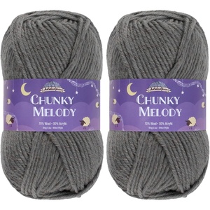 image:imageJubileeYarn Chunky Melody Yarn  100gSkein Bulky Wool Blend  Sea Mist  2 Skeins30 Charcoal