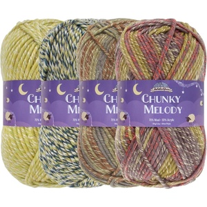 image:imageJubileeYarn Chunky Melody Yarn  100gSkein Bulky Wool Blend  Shades of Orange  4 SkeinsShades of Green