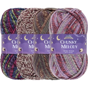 image:imageJubileeYarn Chunky Melody Yarn  100gSkein Bulky Wool Blend  Shades of Orange  4 SkeinsShades of Purple