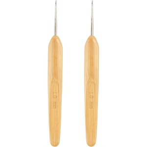image:imageJubileeYarn Crochet Hooks wBamboo Handle  US G6  Carbonized Brown  2pc SetNatural Finish