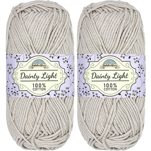 image:imageJubileeYarn Dainty Light Yarn  100gSkein Worsted Cotton  Moon Beam  4 Skeins110 Vapor Grey