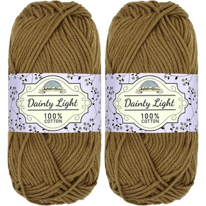 image:imageJubileeYarn Dainty Light Yarn  100gSkein Worsted Cotton  Moon Beam  4 Skeins210 Chestnut Brown