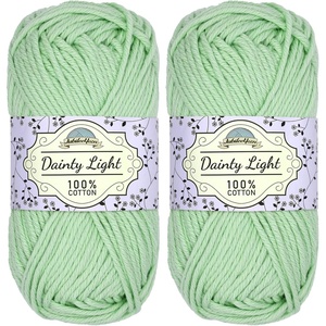 image:imageJubileeYarn Dainty Light Yarn  100gSkein Worsted Cotton  Moon Beam  4 Skeins503 Green Mint