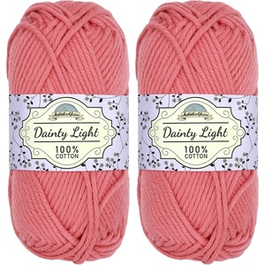 image:imageJubileeYarn Dainty Light Yarn  100gSkein Worsted Cotton  Moon Beam  4 Skeins505 Soft Red