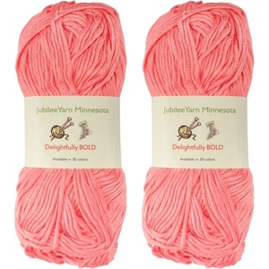 image:imageJubileeYarn Delightfully Bold Yarn  100gSkein Worsted Bamboo Rayon  Pink Dust  2 Skeins04 Hot Coral