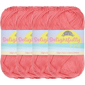 image:imageJubileeYarn Delightfully Fine Yarn  50gSkein Lace Bamboo Rayon  Pastel Pink  4 Skeins04 Hot Coral