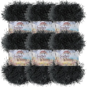 image:imageJubileeYarn Feather Whimsy Eyelash Yarn  50gSkein Fine Polyester Fur  Dark Purple  6 Skeins02 Black