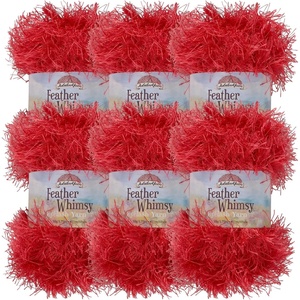 image:imageJubileeYarn Feather Whimsy Eyelash Yarn  50gSkein Fine Polyester Fur  Dark Purple  6 Skeins06 Dark Red