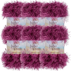 image:imageJubileeYarn Feather Whimsy Eyelash Yarn  50gSkein Fine Polyester Fur  Dark Purple  6 Skeins21 Plum