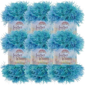 image:imageJubileeYarn Feather Whimsy Eyelash Yarn  50gSkein Fine Polyester Fur  Peacock  6 Skeins17 Arctic Blue