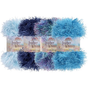 image:imageJubileeYarn Feather Whimsy Eyelash Yarn  50gSkein Fine Polyester Fur  Peacock  6 SkeinsShades of Blue
