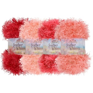 image:imageJubileeYarn Feather Whimsy Eyelash Yarn  50gSkein Fine Polyester Fur  Peacock  6 SkeinsShades of Red