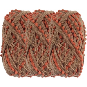 image:imageJubileeYarn Fishnet Pom Pom Yarn  100gSkein  Sandstone  3 Skeins06 Red Accent