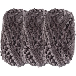 image:imageJubileeYarn Fishnet Pom Pom Yarn  100gSkein  Sandstone  3 Skeins07 Greysteel