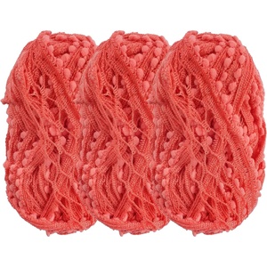 image:imageJubileeYarn Fishnet Pom Pom Yarn  100gSkein  Sandstone  3 Skeins18 Fruit Punch