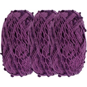 image:imageJubileeYarn Fishnet Pom Pom Yarn  100gSkein  Sandstone  3 Skeins23 Grape
