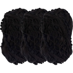 image:imageJubileeYarn Fishnet Pom Pom Yarn  100gSkein  Sandstone  3 Skeins32 Black Out