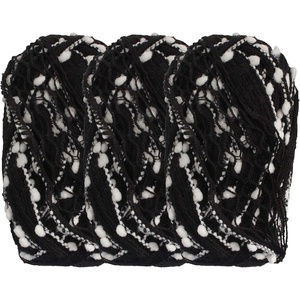 image:imageJubileeYarn Fishnet Pom Pom Yarn  100gSkein  Sandstone  3 Skeins34 Black Ice