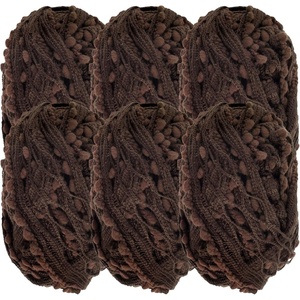 image:imageJubileeYarn Fishnet Pom Pom Yarn  50g Mini Bonbons  White  6 SkeinsBrown