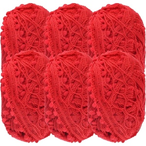 image:imageJubileeYarn Fishnet Pom Pom Yarn  50g Mini Bonbons  White  6 SkeinsRed Wine