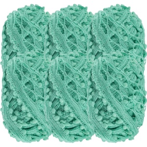 image:imageJubileeYarn Fishnet Pom Pom Yarn  50g Mini Bonbons  White  6 SkeinsTurquoise