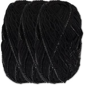 image:imageJubileeYarn Fishnet Yarn wSilver Lining  100gskein  Black  3 Skeins