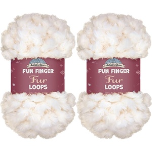 image:imageJubileeYarn Fun Finger Faux Fur Loops Yarn  200gSkein Jumbo Polyester  Heron  2 Skeins100 White
