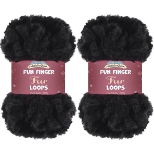 image:imageJubileeYarn Fun Finger Faux Fur Loops Yarn  200gSkein Jumbo Polyester  Heron  2 Skeins101 Black