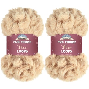 image:imageJubileeYarn Fun Finger Faux Fur Loops Yarn  200gSkein Jumbo Polyester  Heron  2 Skeins11 Sand