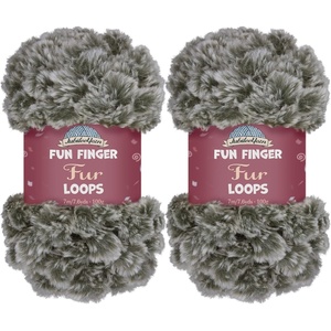 image:imageJubileeYarn Fun Finger Faux Fur Loops Yarn  200gSkein Jumbo Polyester  Heron  2 Skeins12 Strix