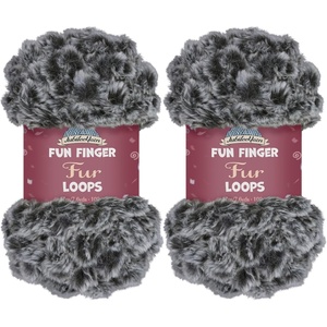 image:imageJubileeYarn Fun Finger Faux Fur Loops Yarn  200gSkein Jumbo Polyester  Heron  2 Skeins81 Black and White