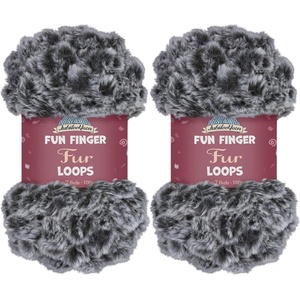 image:imageJubileeYarn Fun Finger Faux Fur Loops Yarn  200gSkein Jumbo Polyester  Heron  2 Skeins83 Ash Grey