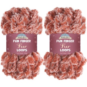 image:imageJubileeYarn Fun Finger Faux Fur Loops Yarn  200gSkein Jumbo Polyester  Heron  2 Skeins84 Red and White
