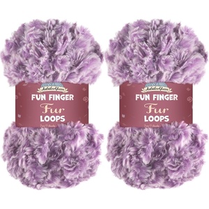 image:imageJubileeYarn Fun Finger Faux Fur Loops Yarn  200gSkein Jumbo Polyester  Heron  2 Skeins86 Lavender and White