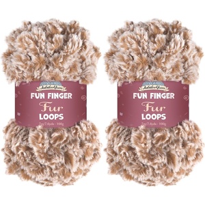 image:imageJubileeYarn Fun Finger Faux Fur Loops Yarn  200gSkein Jumbo Polyester  Heron  2 Skeins87 Brown and White