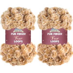 image:imageJubileeYarn Fun Finger Faux Fur Loops Yarn  200gSkein Jumbo Polyester  Heron  2 Skeins88 Light Brown and White