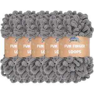 image:imageJubileeYarn Fun Finger Loops Yarn  100gSkein Jumbo Polyester  Dusty Maroon  5 Skeins004 Grey