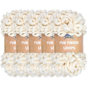 image:imageJubileeYarn Fun Finger Loops Yarn  100gSkein Jumbo Polyester  Dusty Maroon  5 Skeins010 Ivory