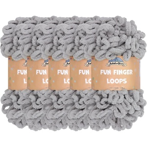 image:imageJubileeYarn Fun Finger Loops Yarn  100gSkein Jumbo Polyester  Dusty Maroon  5 Skeins011 Light Grey