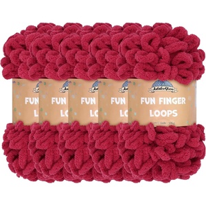 image:imageJubileeYarn Fun Finger Loops Yarn  100gSkein Jumbo Polyester  Dusty Maroon  5 Skeins042 Sangre