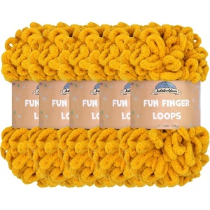 image:imageJubileeYarn Fun Finger Loops Yarn  100gSkein Jumbo Polyester  Dusty Maroon  5 Skeins047 Mustard