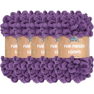 image:imageJubileeYarn Fun Finger Loops Yarn  100gSkein Jumbo Polyester  Dusty Maroon  5 Skeins3513 Grape Compote