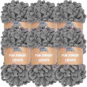 image:imageJubileeYarn Fun Finger Loops Yarn  100gSkein Jumbo Polyester  Limoncello  6 Skeins004 Grey