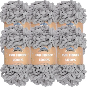 image:imageJubileeYarn Fun Finger Loops Yarn  100gSkein Jumbo Polyester  Limoncello  6 Skeins011 Light Grey